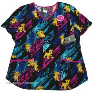 Disney Lion King Stretch Scrub Top Women's Shirt Soft Medical Dental Unform Lg